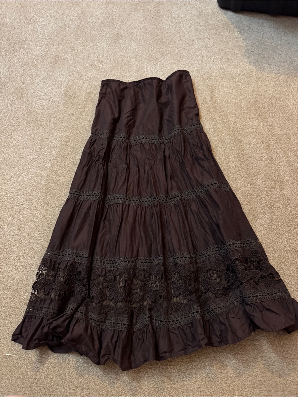 Heart Soul Brown Lace Maxi Skirt size small